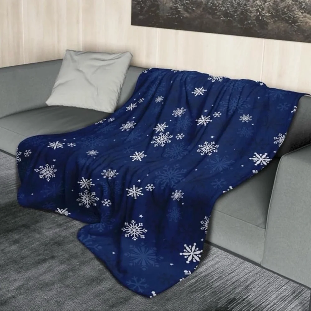 Snowflake Pattern Blue Throw Blanket